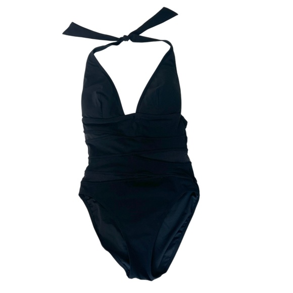 Gottex Halter Top Black One Piece Bathing Suit Size 6 - Picture 1 of 10